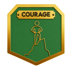 Let's Thrive Baasit Siddiqui 7Cs to thrive. Courage plaque